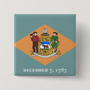 Macaron Carré 5 Cm Bouton avec drapeau du Delaware