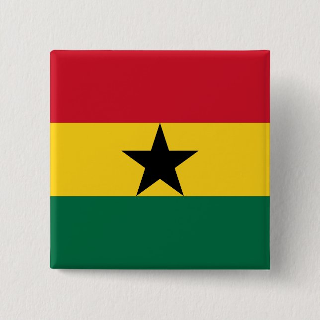 Macaron Carré 5 Cm Bouton avec drapeau du Ghana (Devant)