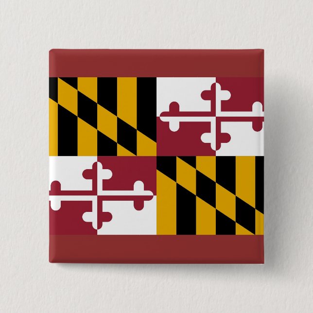 Macaron Carré 5 Cm Bouton avec drapeau du Maryland (Devant)