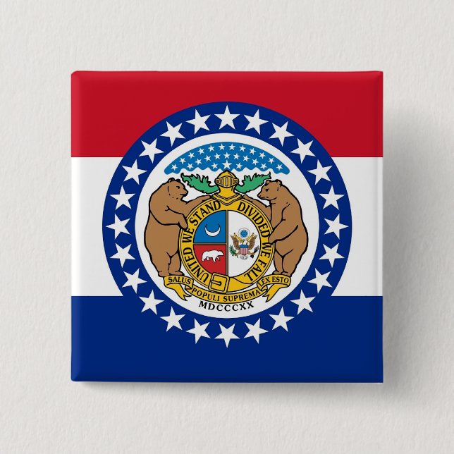 Macaron Carré 5 Cm Bouton avec drapeau du Missouri (Devant)