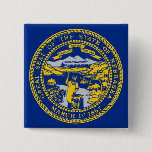 Macaron Carré 5 Cm Bouton avec drapeau du Nebraska