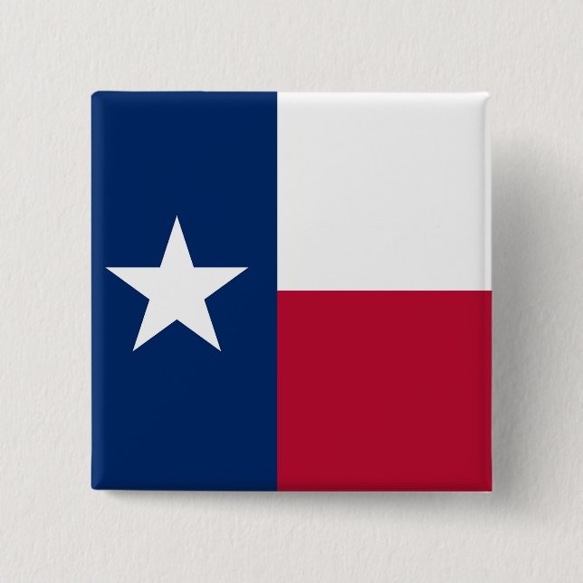 Macaron Carré 5 Cm Bouton avec Drapeau du Texas (Devant)