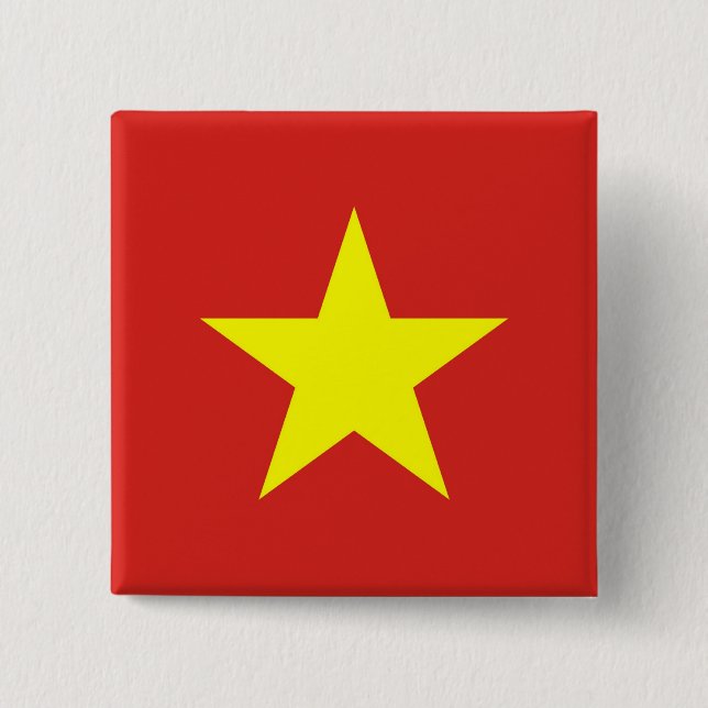 Macaron Carré 5 Cm Bouton avec drapeau du Vietnam (Devant)