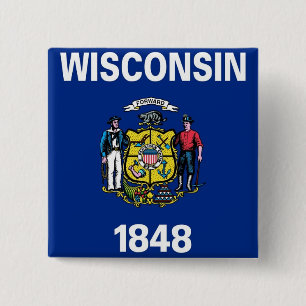 Macaron Carré 5 Cm Bouton avec drapeau du Wisconsin