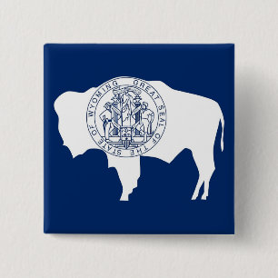 Macaron Carré 5 Cm Bouton avec Drapeau du Wyoming
