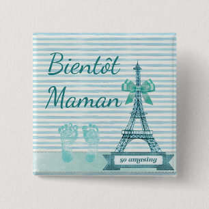 Macaron Carré 5 Cm Bouton Baby shower de Bientôt Maman