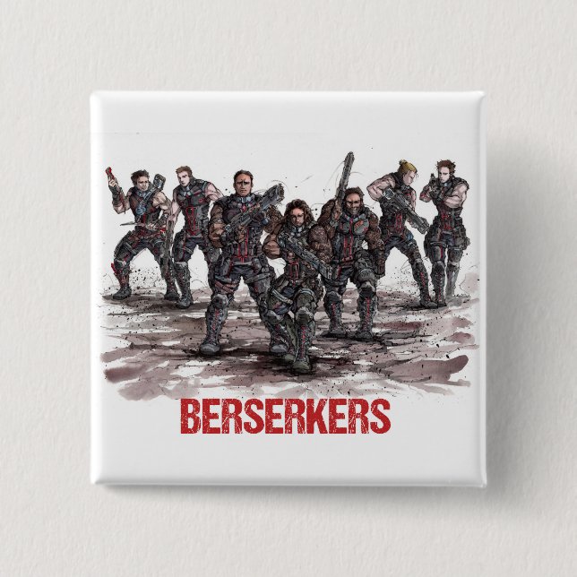 Macaron Carré 5 Cm Bouton Berserkers (Devant)