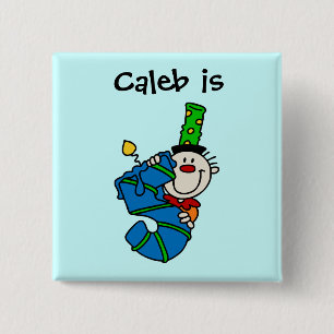 Macaron Carré 5 Cm Bouton bleu clown 5e anniversaire