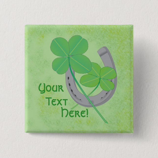 Macaron Carré 5 Cm Bouton Bonne chance (Devant)