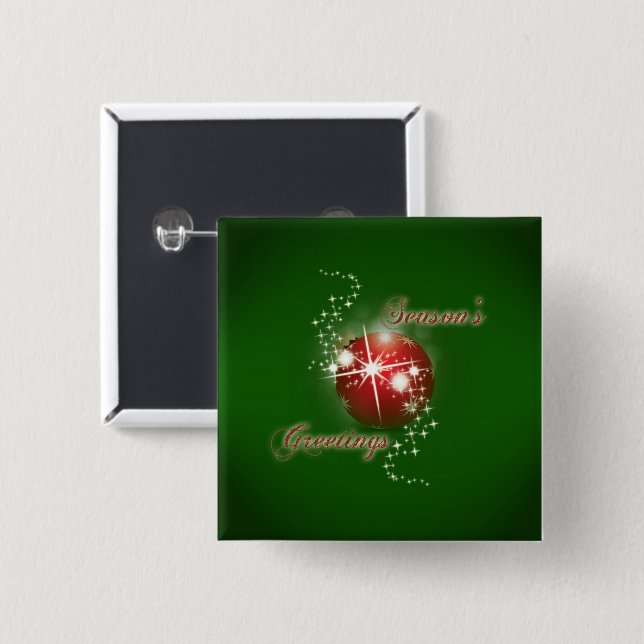 Macaron Carré 5 Cm Bouton Bonnes Fêtes de Noël (Devant & derrière)