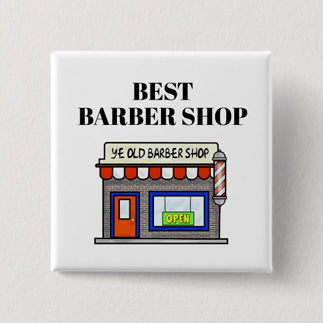 Macaron Carré 5 Cm Bouton Boutique meilleur barbier (Devant)