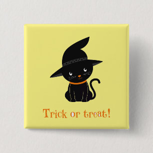 Macaron Carré 5 Cm Bouton Bouton Bouton Trick Ou Treat Witch Pin