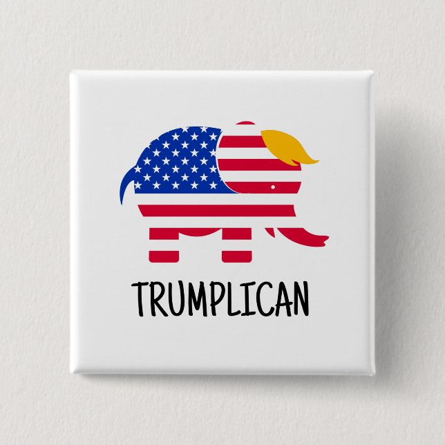 Macaron Carré 5 Cm Bouton cadeau de nouveauté pour l'élection Trump 2 (Devant)