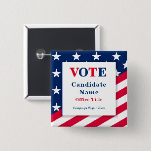 Macaron Carré 5 Cm Bouton Campagne électorale personnalisée du drapea