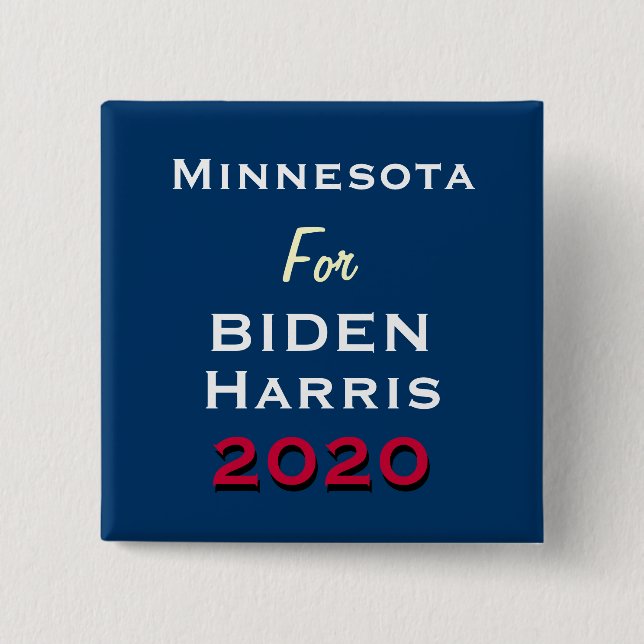 Macaron Carré 5 Cm Bouton Campagne MINNESOTA pour BIDEN HARRIS 2020 (Devant)
