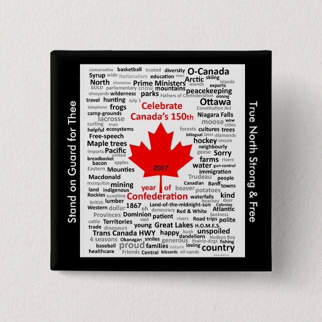 Macaron Carré 5 Cm Bouton Canada150 (Devant)