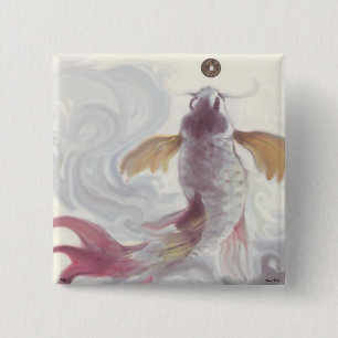 Macaron Carré 5 Cm Bouton Carpe Affamée de la richesse