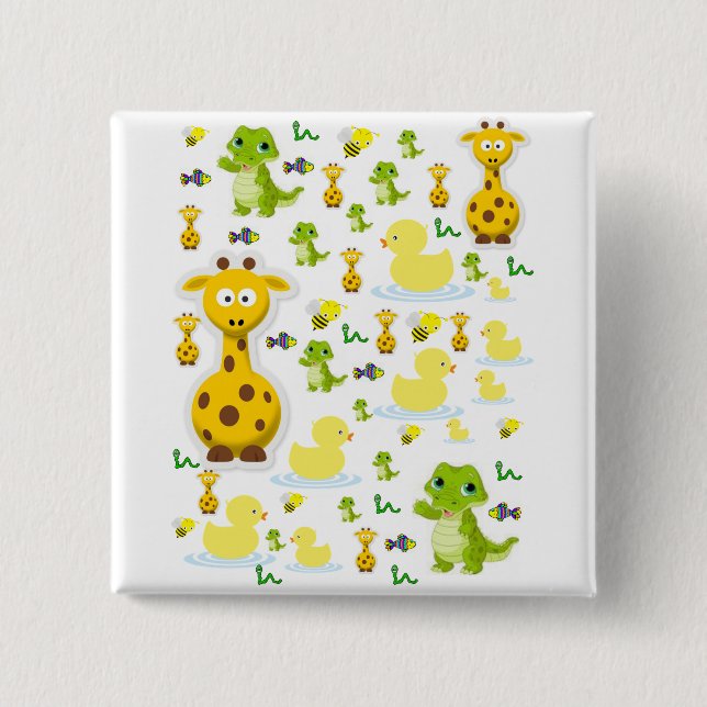 Macaron Carré 5 Cm Bouton carré (Devant)