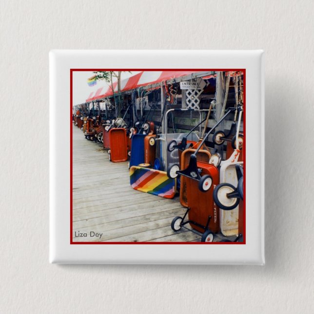 Macaron Carré 5 Cm Bouton Carré cerise Grove Pride Wagon (Devant)