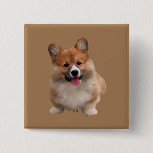 Macaron Carré 5 Cm Bouton Carré Corgi gallois mignon