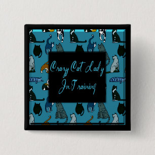 Macaron Carré 5 Cm Bouton Carré Crazy Cat Lady In Training