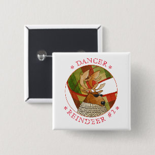 Macaron Carré 5 Cm Bouton Carré DANCER REINDEER Pin