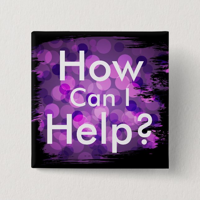 Macaron Carré 5 Cm Bouton Carré de brosse de Bokeh violet (Devant)