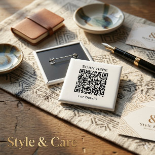 Macaron Carré 5 Cm Bouton carré de code QR personnalisable pour n'imp
