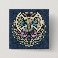 Bouton carré de Knotwork Labrys