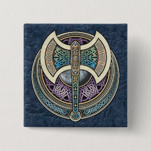 Macaron Carré 5 Cm Bouton carré de Knotwork Labrys