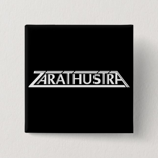 Macaron Carré 5 Cm Bouton carré de logo de Zarathustra petit (Devant)