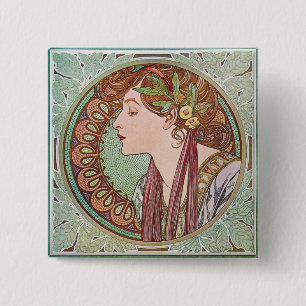 Macaron Carré 5 Cm Bouton carré de Nouveau d'art de laurier