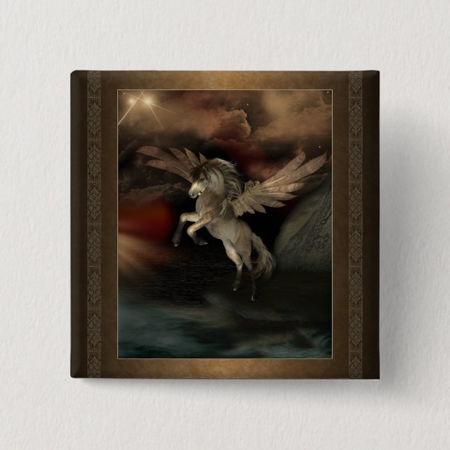 Macaron Carré 5 Cm Bouton carré de Pegasus (Devant)