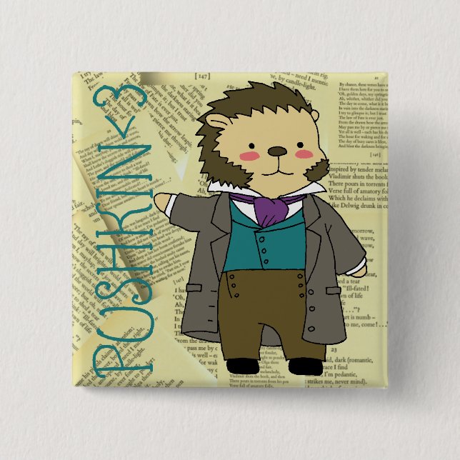 Macaron Carré 5 Cm Bouton carré de Pushkin (Devant)