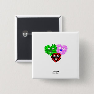 Macaron Carré 5 Cm Bouton Carré des Fuzzies cardiaques