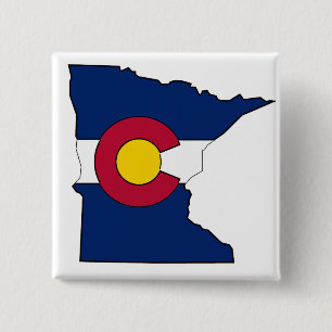 Macaron Carré 5 Cm Bouton carré du drapeau du Colorado du Minnesota