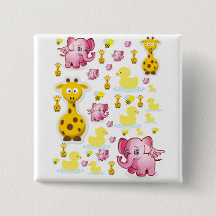 Macaron Carré 5 Cm Bouton Carré Eléphants