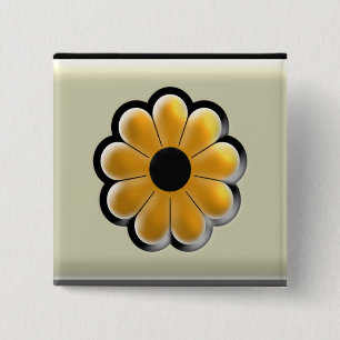 Macaron Carré 5 Cm Bouton Carré Fleur Jaune – Design Floral Moderne