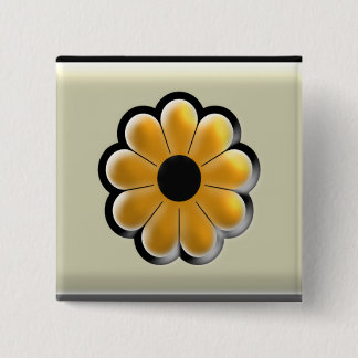 Macaron Carré 5 Cm Bouton Carré Fleur Jaune – Design Floral Moderne