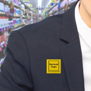 Macaron Carré 5 Cm Bouton Carré jaune Nom de l'entreprise et logo
