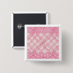 Macaron Carré 5 Cm Bouton carré QUILT COEUR ROSE