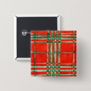 Macaron Carré 5 Cm Bouton Carré ROUGE SCOTT TARTAN