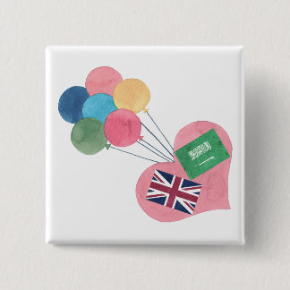 Macaron Carré 5 Cm bouton carré Saoudien-britannique de pinback