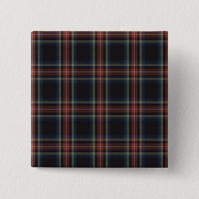 Macaron Carré 5 Cm Bouton Carré Tartan (Devant)
