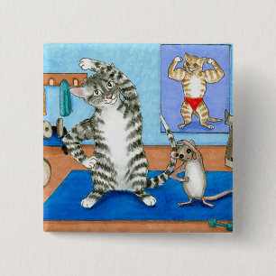 Macaron Carré 5 Cm bouton cat 458