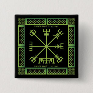 Macaron Carré 5 Cm Bouton Celtique Vegvisir (Carré)