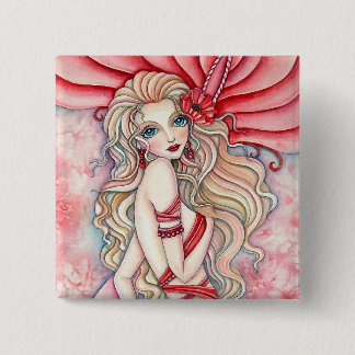 Macaron Carré 5 Cm Bouton - charme cramoisi