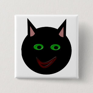 Macaron Carré 5 Cm Bouton Chat noir d'Halloween