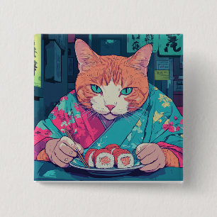 MACARON CARRÉ 5 CM BOUTON CHAT SUSHI