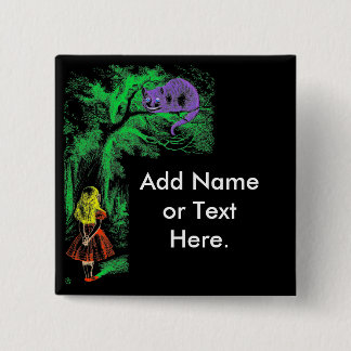 Macaron Carré 5 Cm Bouton : "Cheshire Cat" de "Alice au pays des merv